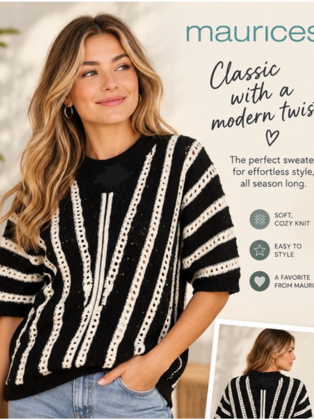 NWT | black & white sweater | size M